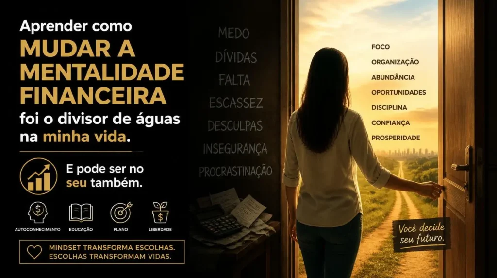 Aprender como mudar a mentalidade financeira foi o divisor de águas na minha vida. E pode ser no seu também.