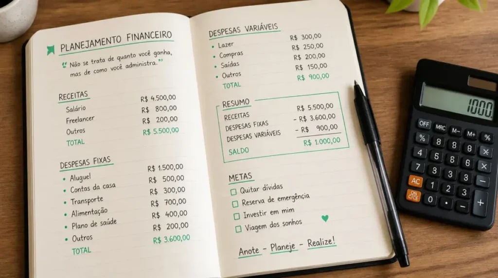 como organizar financas pessoais caderno planejamento