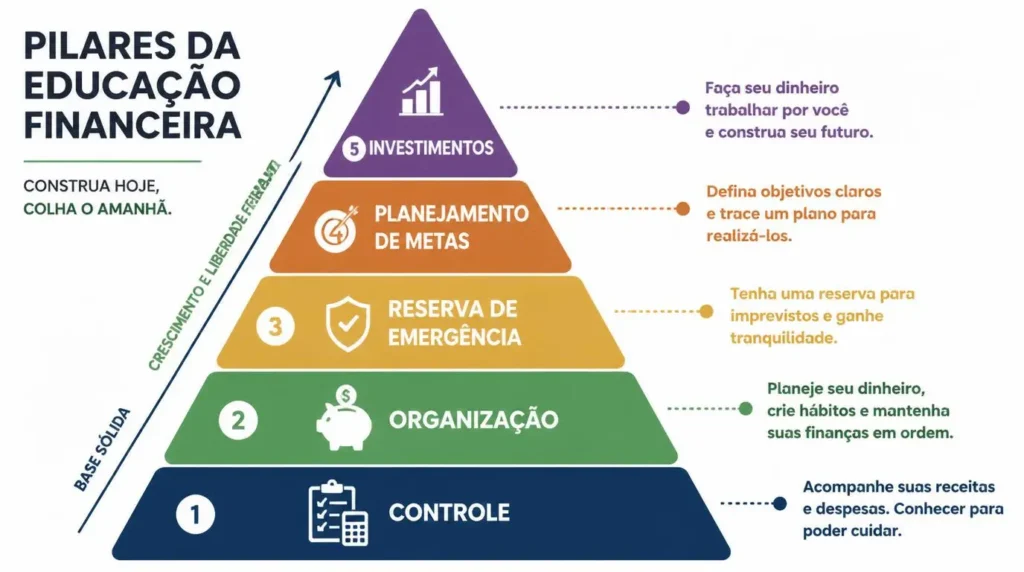 pilares da educação financeira pessoal diagrama