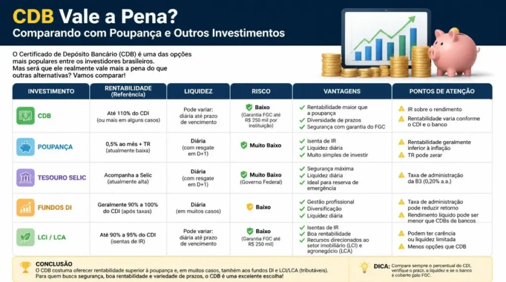 CDB Vale a Pena Comparando com Poupança e Outros Investimentos